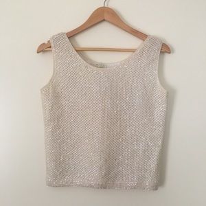 ⭐️SOLD⭐️ Vintage Hand Beaded Sequin Wool Tank Top